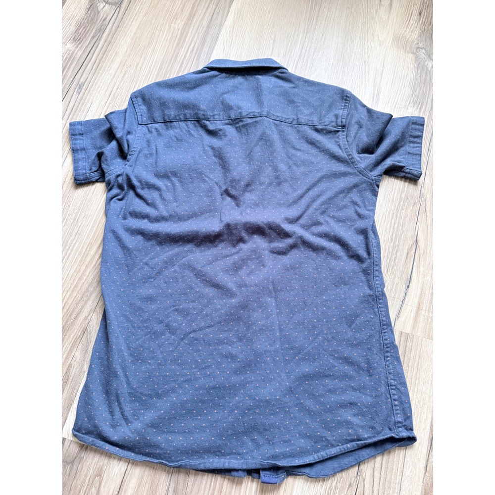 Craft & Flow Boys Navy Blue Orange Micro Dot Short Sleeve Button Down - Picture 5 of 5